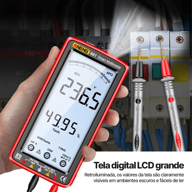 Multímetro Digital Modelo SmartRange™ – Teste Sem Contato (NCV) Alta Precisão