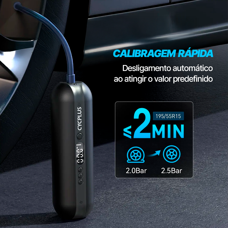 Mini Compressor de Ar Portátil Modelo AirDrive™ - Recarregável para Carros, Motos, Bicicletas e Bolas