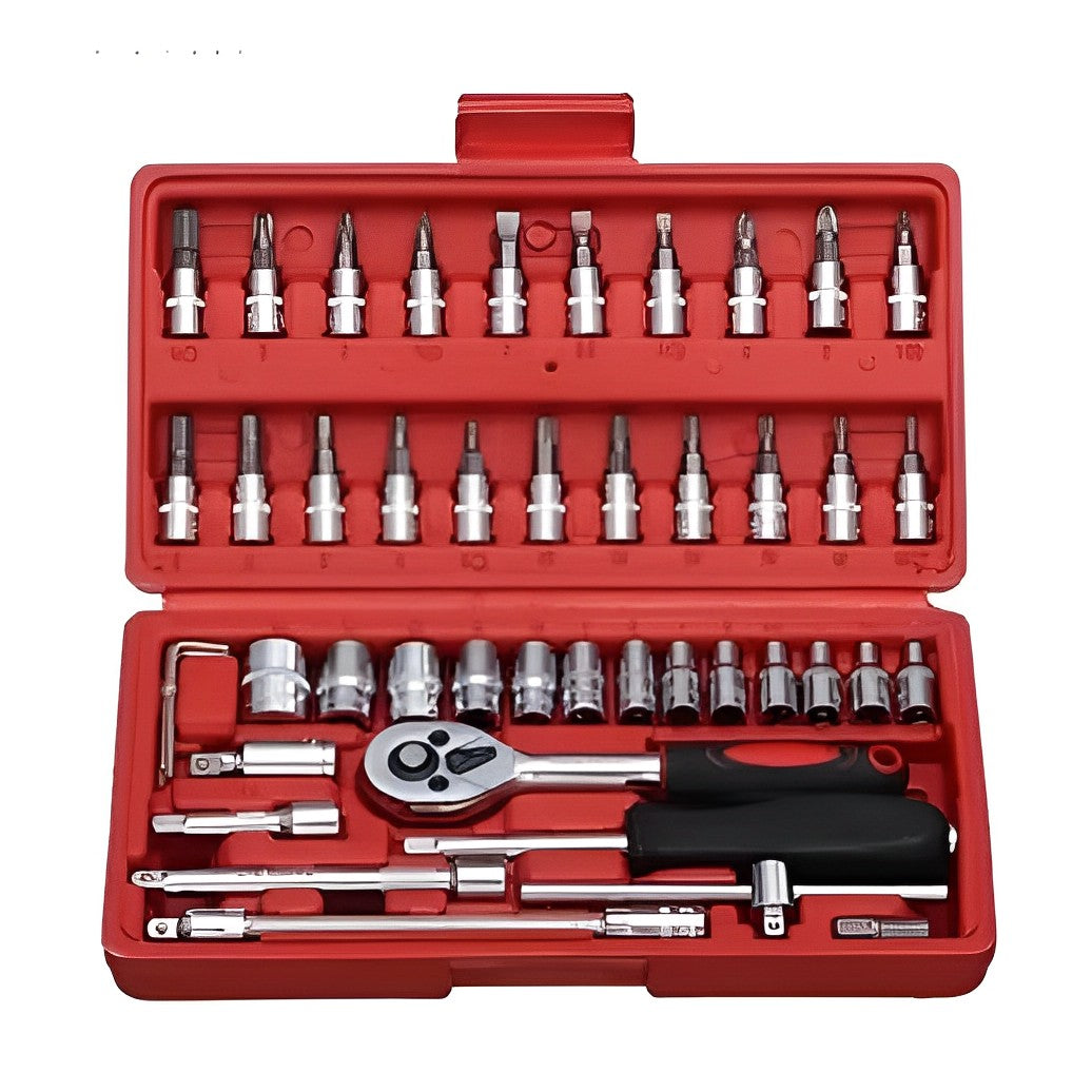 Jogo de Soquetes Modelo SocketCase46 – Maleta 46 Peças em Aço Antiferrugem
