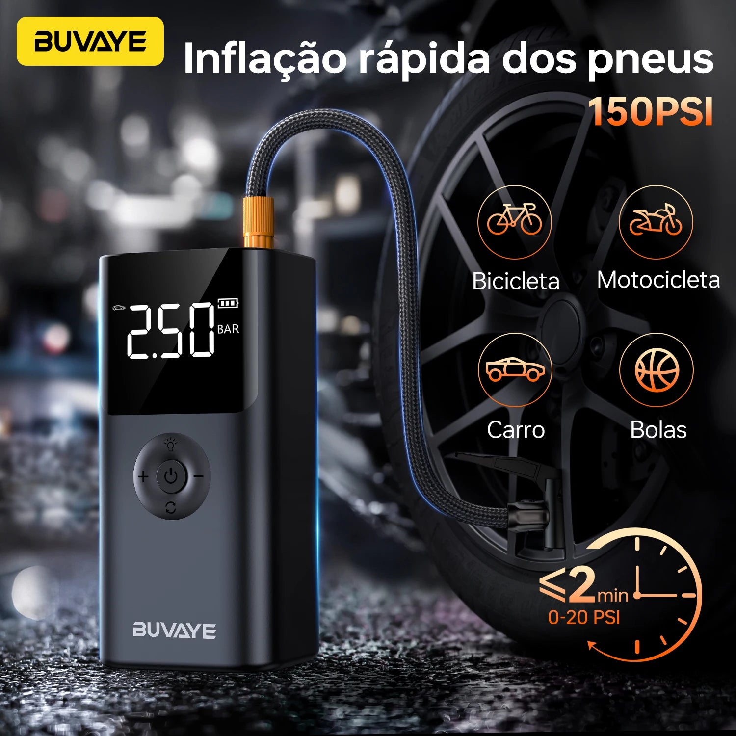 Auxiliar de Partida Portátil 4 em 1 Modelo PowerJump - Compressor de Ar Portátil, Power Bank e Lanterna LED SOS