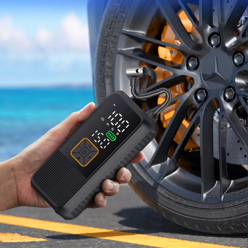 Compressor de Ar Portátil Modelo AirGuard™ – Recarregável para Carros, Motos, Bicicletas e Bolas