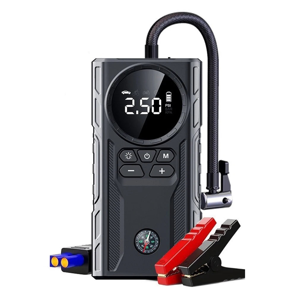 Auxiliar de Partida Portátil 4 em 1 Modelo RoadSafe – Compressor de Ar Portátil , Power Bank e Lanterna LED