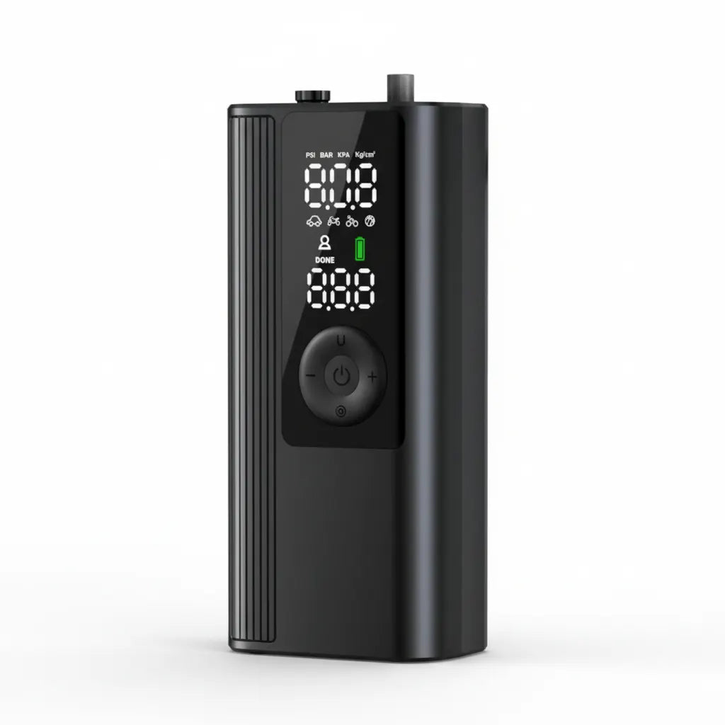 Compressor de Ar Portátil Modelo AirCore™ – Recarregável e Compacto para Carros, Motos, Bicicletas e Bolas