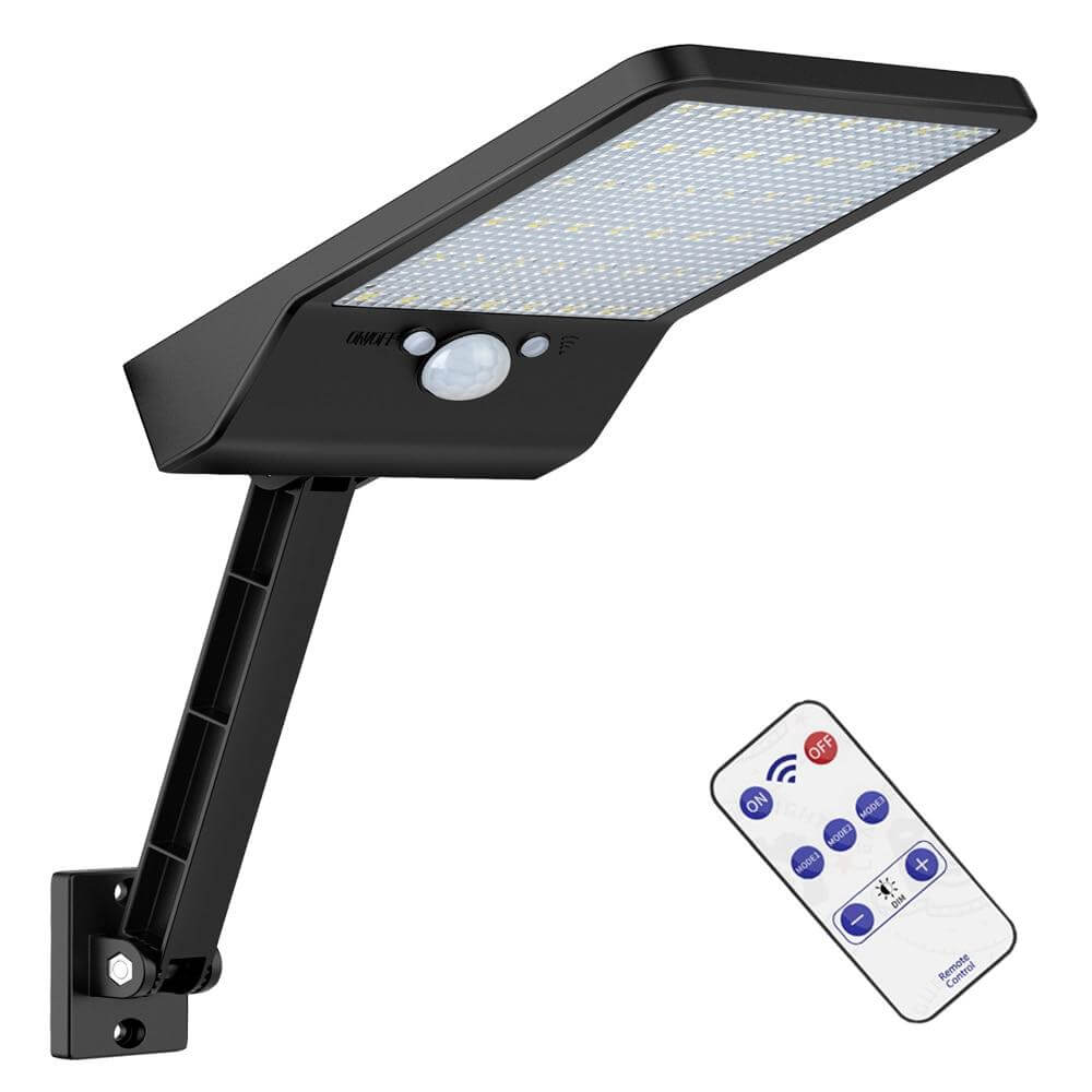 Refletor Solar LED Modelo Forja Solar – Controle Remoto, Sensor de Movimento e Economia de Energia