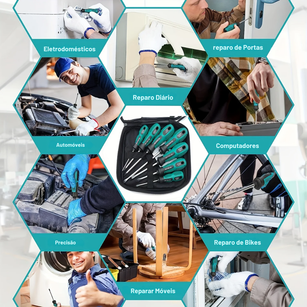 Jogo de Chaves de Fenda Modelo MagDrive7 – Kit com 7 Chaves de Fenda e Philips de Precisão