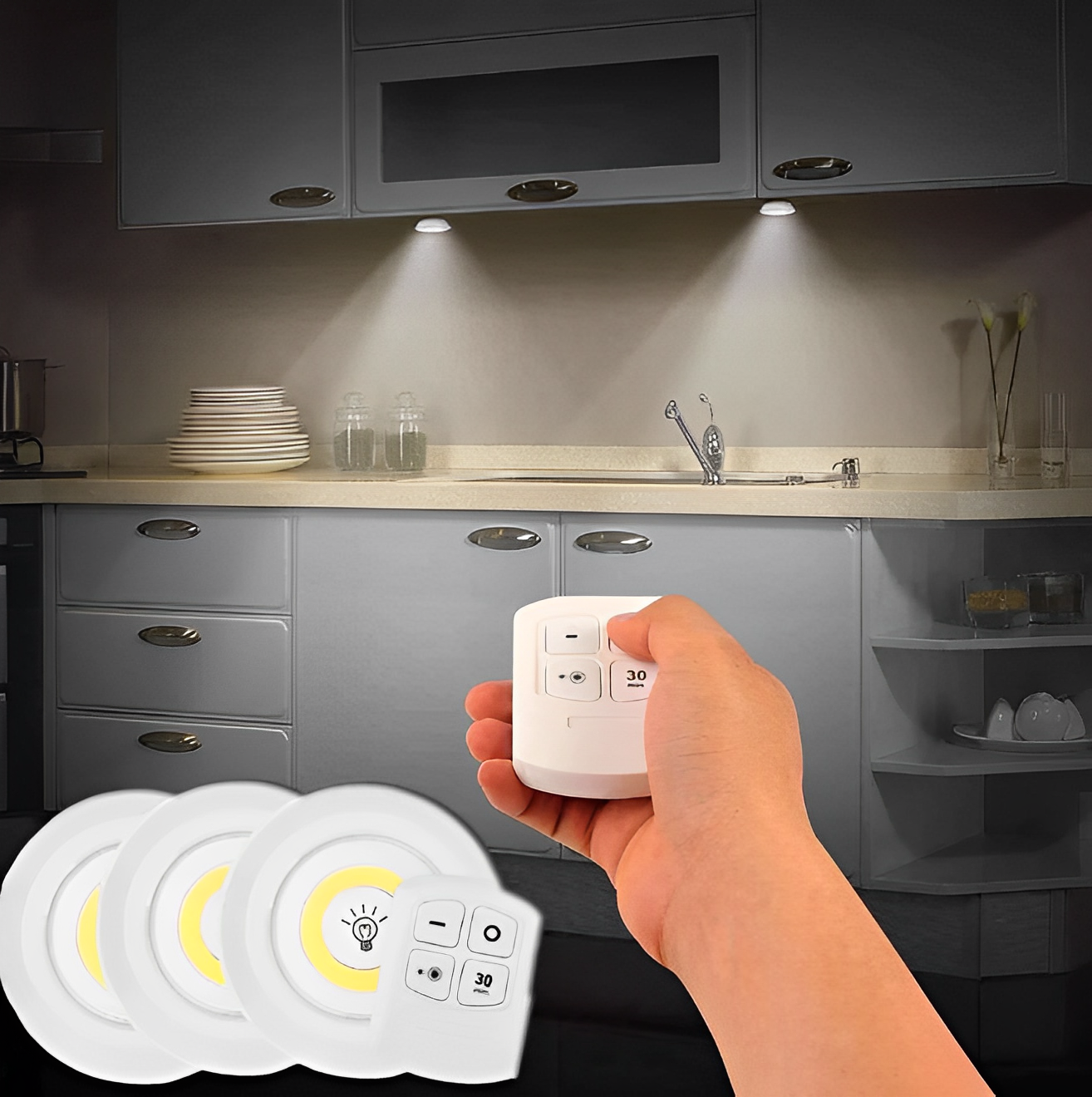 Luminárias LED Sem Fio Modelo Forja Lume -  Controle Remoto e Instalação Sem Fios