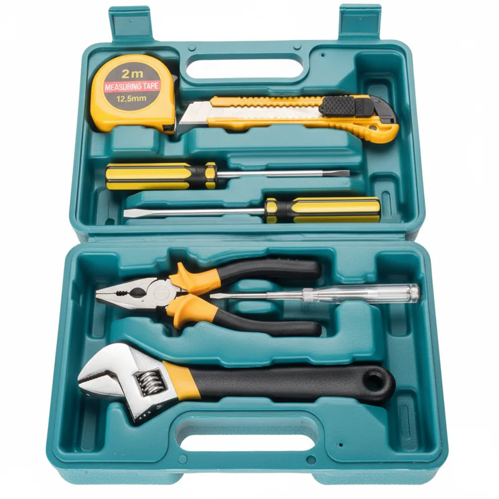 Maleta de Ferramentas Manuais Modelo MultiPro - Kit 8 Peças Para Reparos Domésticos e Automotivos