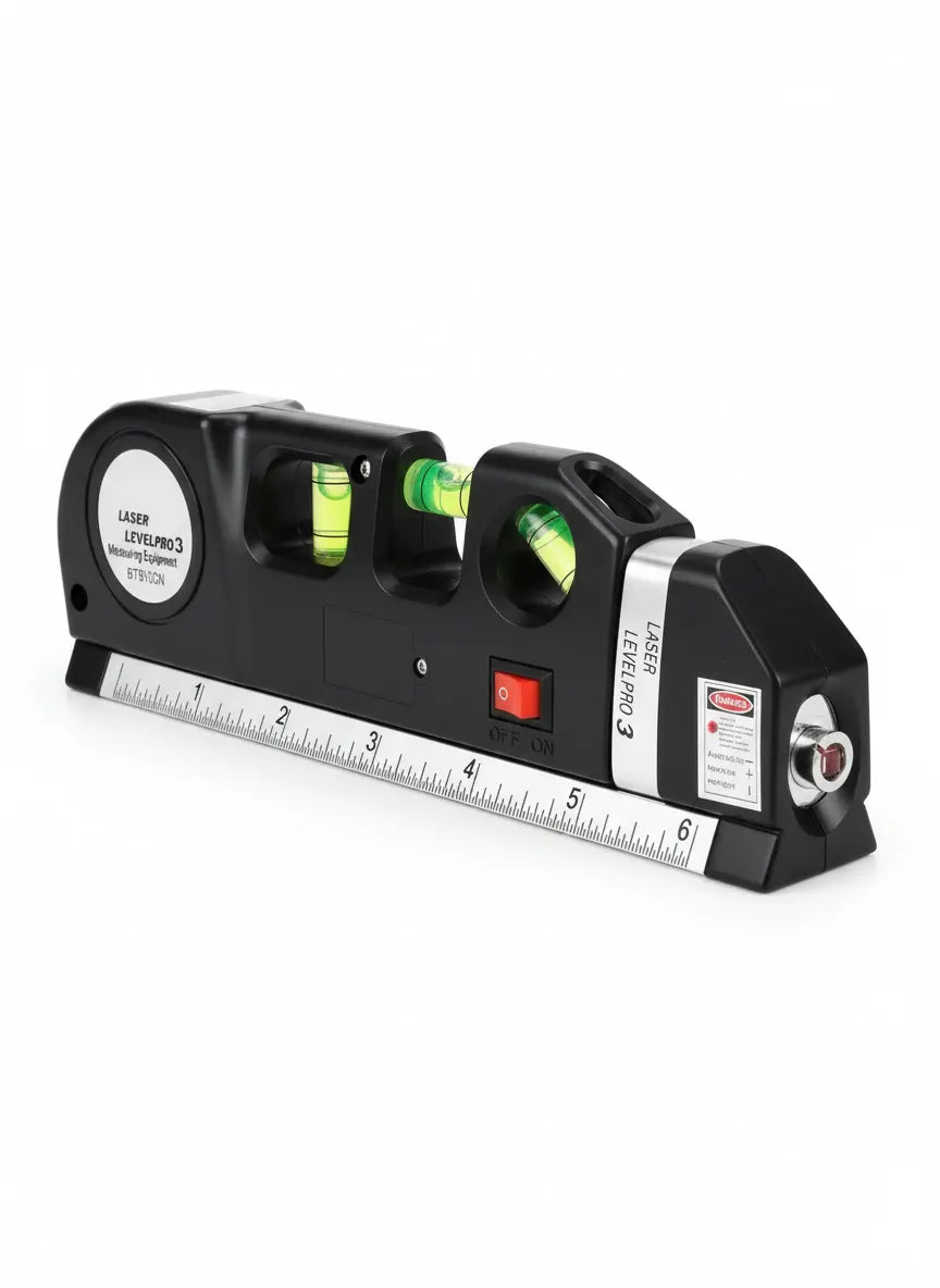 Nível a Laser 3 em 1 Modelo TriAlign – Fita Métrica, Régua e Bússola com Linha Horizontal, Vertical e Cruzada